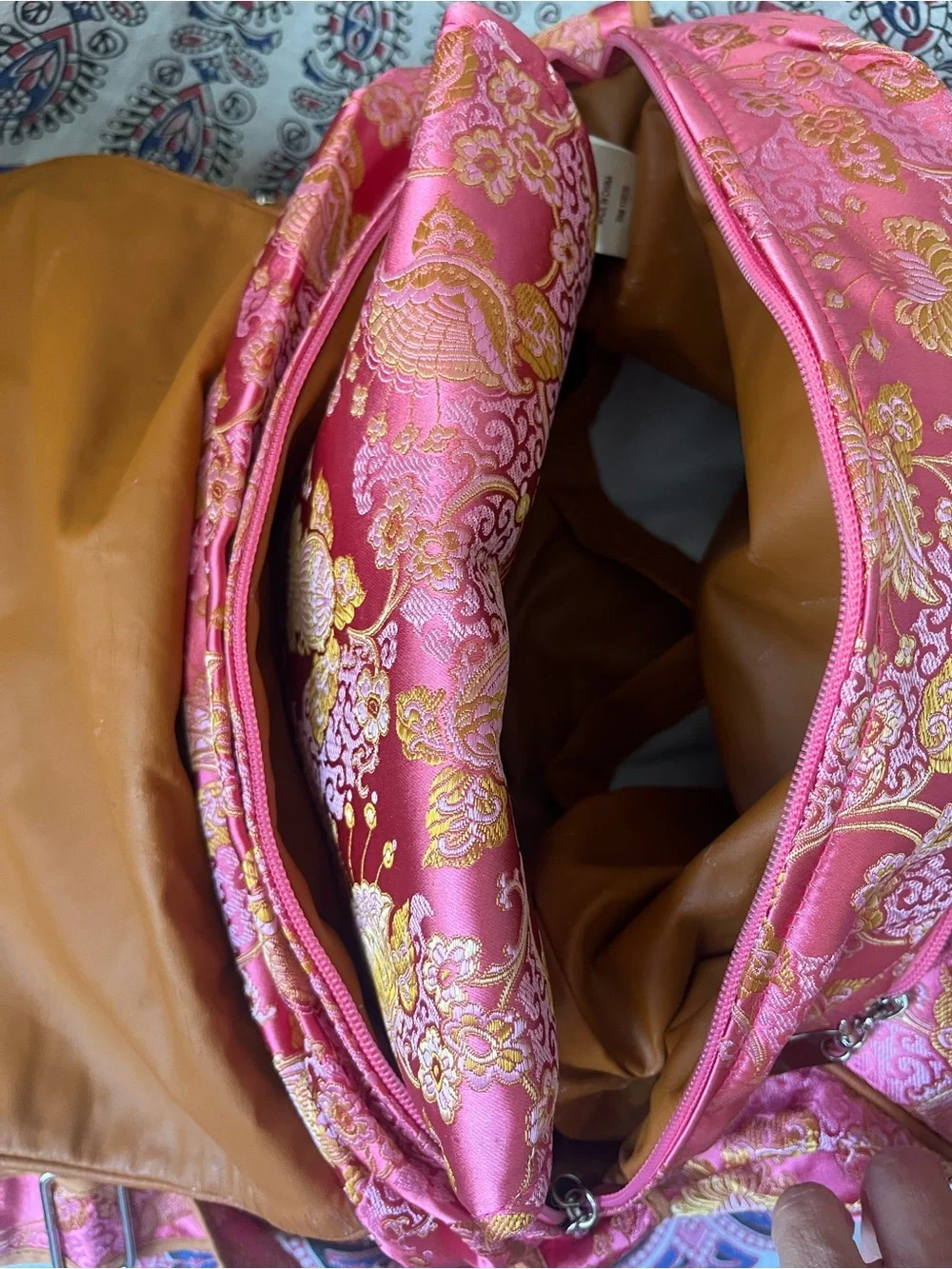 Gorgeous Pink Brocade Baby Bag